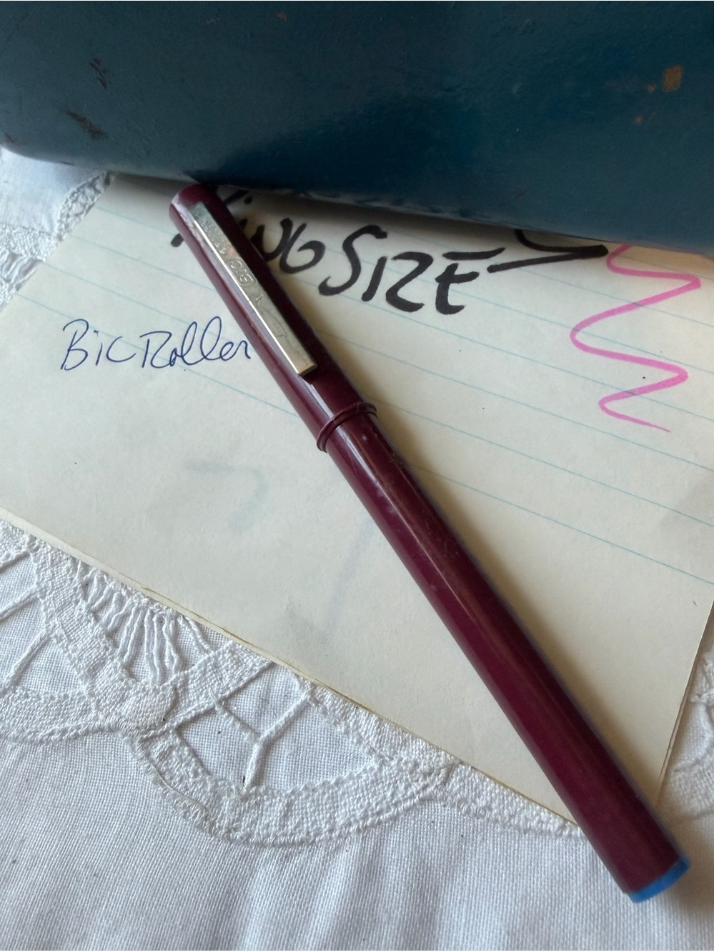 Vintage Maroon Bic roller pen black ink 1980’s
